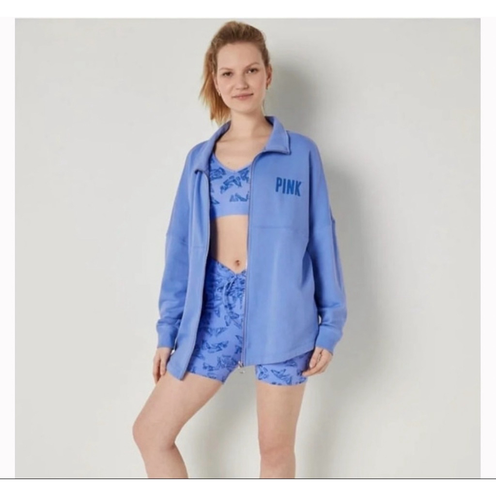 Women's PINK Victoria's Secret Blue Full Zip Sweatshirt S